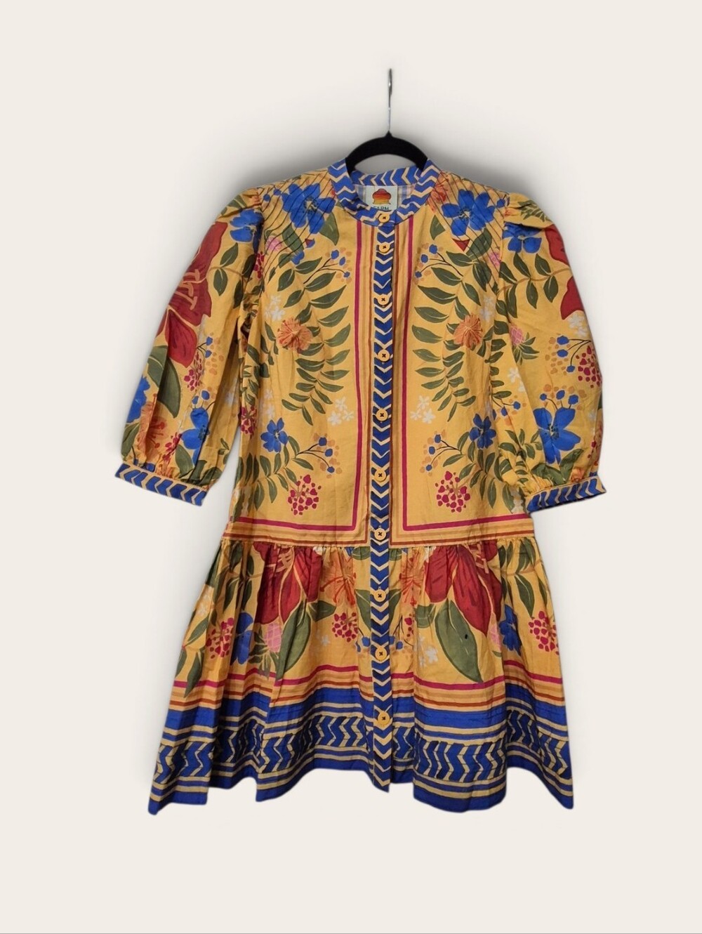 FARM Rio NWT Yellow "Floral Yard" Cotton Mini Dress XXS - Picture 5 of 6